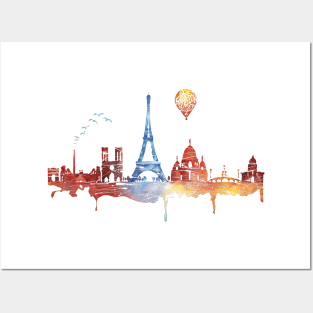 Watercolor Skyline of Paris Posters and Art